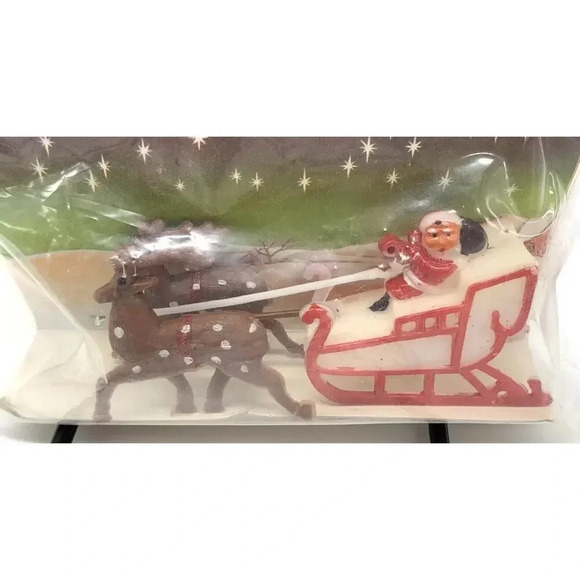 Vintage 1960's Bea West Santa Claus In Sleigh Figure Made In Hong Kong New NOS - Picture 3 of 4